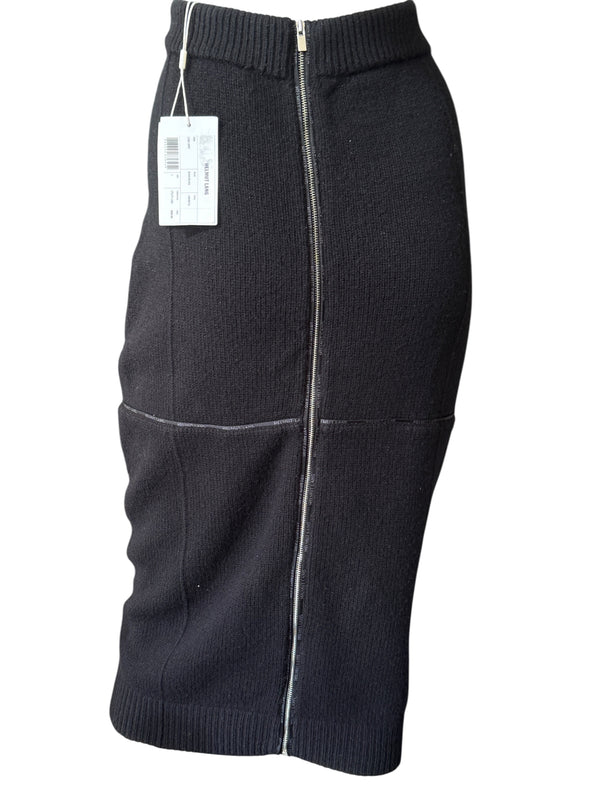 Helmut Lang Black Body Mapping Wool Pencil Skirt – Size L – NWT