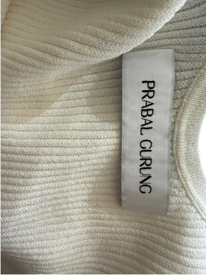 Prabal Gurung Sheer & Opaque Ribbed Peplum Shell Tank – Size M
