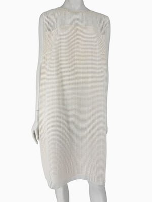 Akris Ivory Textured Silk Shift Dress – Size US 16 / IT 52