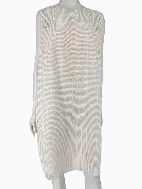 Akris Ivory Textured Silk Shift Dress – Size US 16 / IT 52