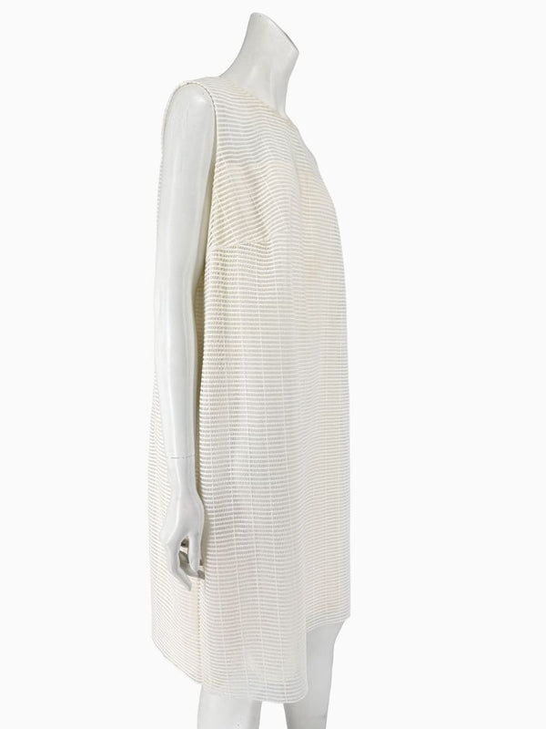 Akris Ivory Textured Silk Shift Dress – Size US 16 / IT 52