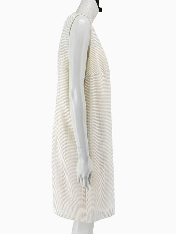 Akris Ivory Textured Silk Shift Dress – Size US 16 / IT 52