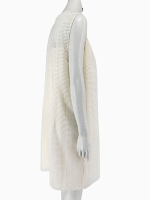 Akris Ivory Textured Silk Shift Dress – Size US 16 / IT 52