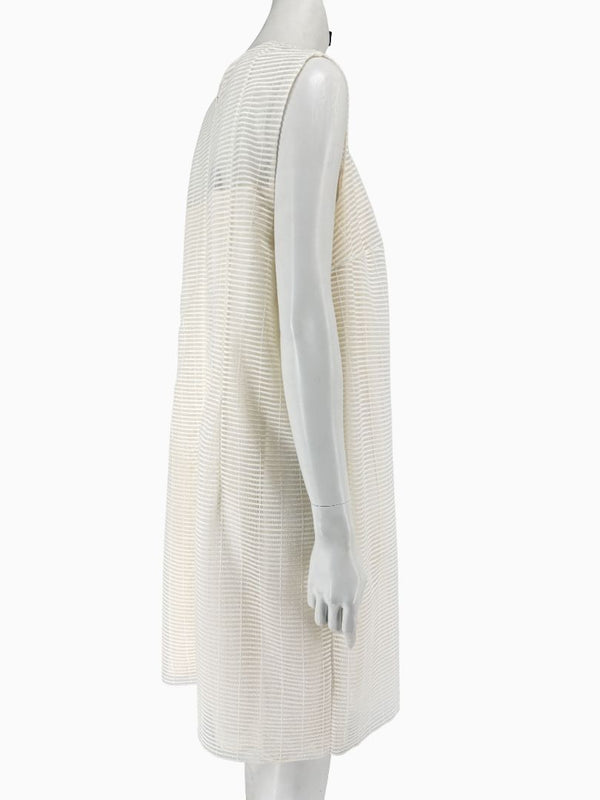 Akris Ivory Textured Silk Shift Dress – Size US 16 / IT 52