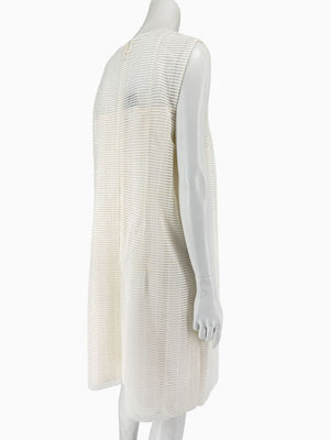 Akris Ivory Textured Silk Shift Dress – Size US 16 / IT 52