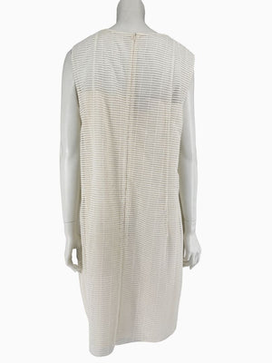 Akris Ivory Textured Silk Shift Dress – Size US 16 / IT 52