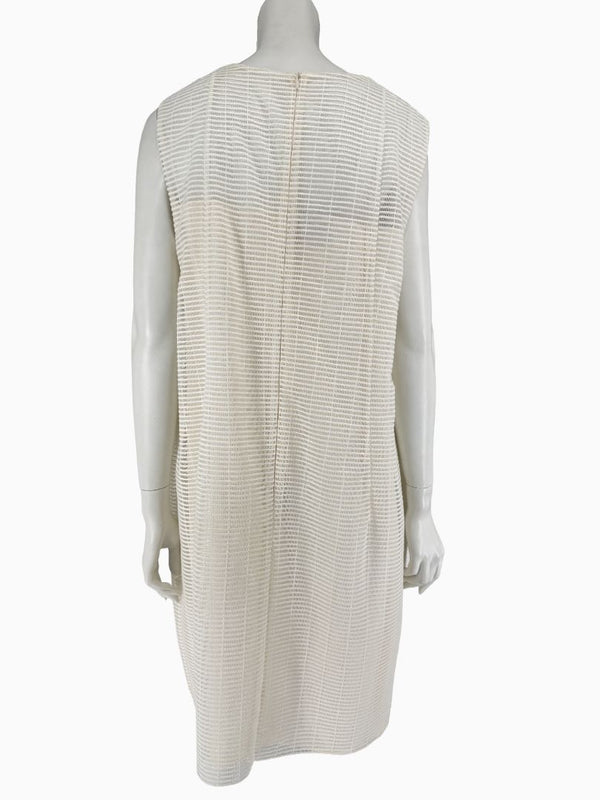 Akris Ivory Textured Silk Shift Dress – Size US 16 / IT 52
