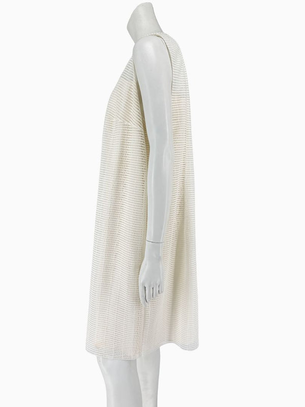 Akris Ivory Textured Silk Shift Dress – Size US 16 / IT 52
