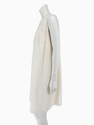 Akris Ivory Textured Silk Shift Dress – Size US 16 / IT 52