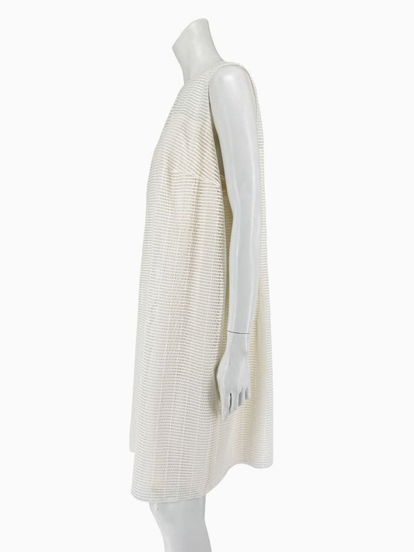 Akris Ivory Textured Silk Shift Dress – Size US 16 / IT 52