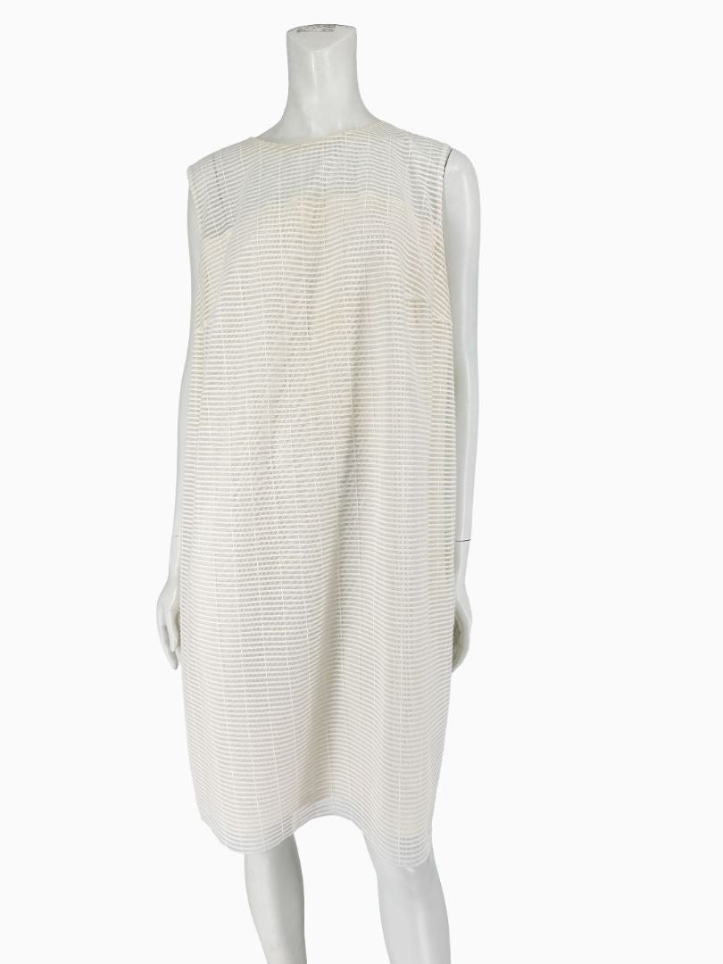 Akris Ivory Textured Silk Shift Dress – Size US 16 / IT 52