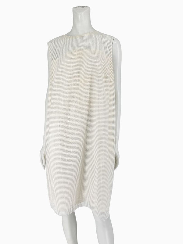 Akris Ivory Textured Silk Shift Dress – Size US 16 / IT 52
