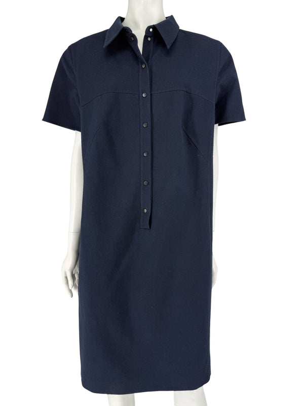 Akris 100 Years Navy Silk-Cotton Shirt Dress – Size US 14 / IT 50