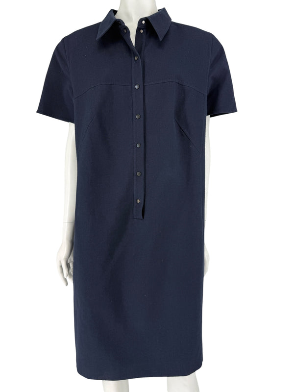 Akris 100 Years Navy Silk-Cotton Shirt Dress – Size US 14 / IT 50