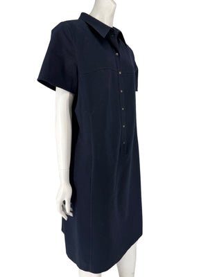 Akris 100 Years Navy Silk-Cotton Shirt Dress – Size US 14 / IT 50