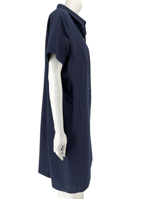Akris 100 Years Navy Silk-Cotton Shirt Dress – Size US 14 / IT 50