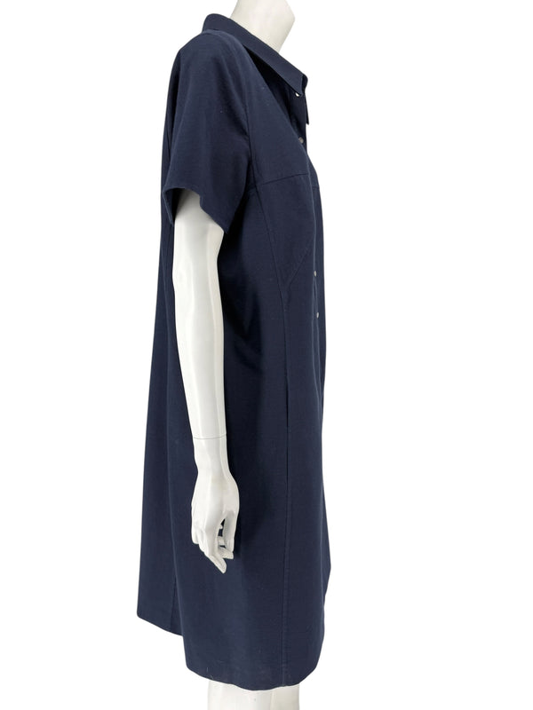 Akris 100 Years Navy Silk-Cotton Shirt Dress – Size US 14 / IT 50