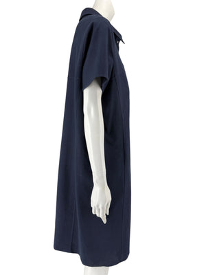 Akris 100 Years Navy Silk-Cotton Shirt Dress – Size US 14 / IT 50