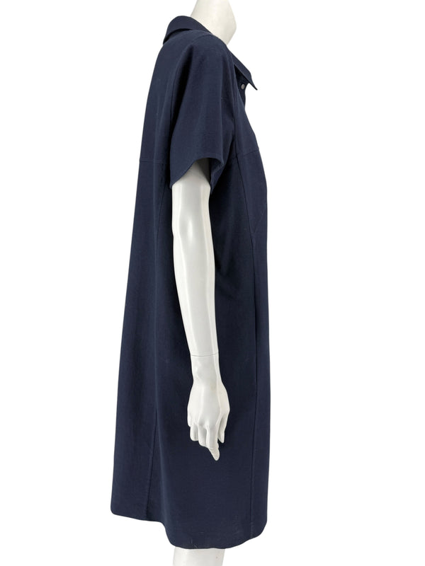 Akris 100 Years Navy Silk-Cotton Shirt Dress – Size US 14 / IT 50
