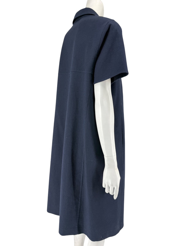 Akris 100 Years Navy Silk-Cotton Shirt Dress – Size US 14 / IT 50
