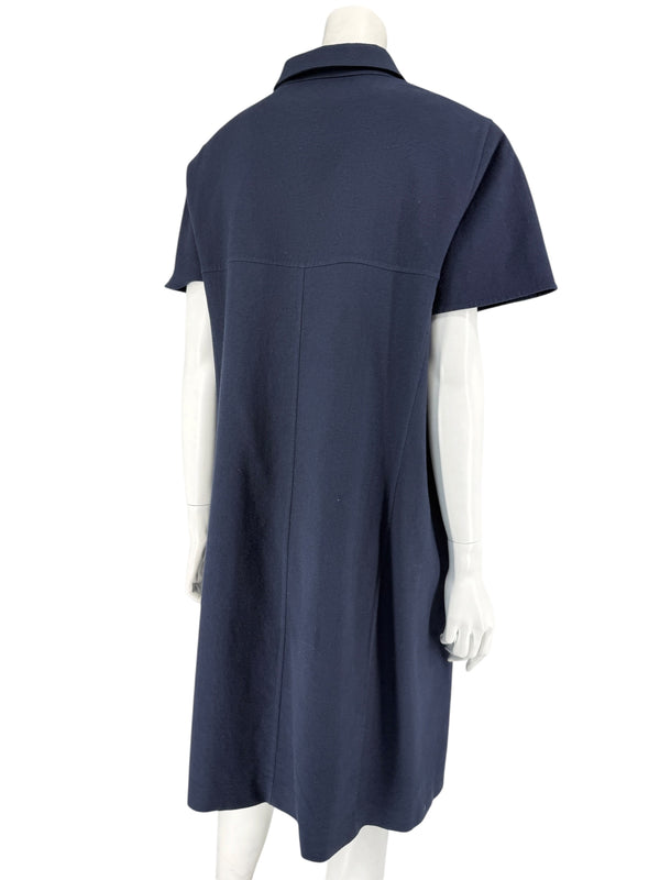 Akris 100 Years Navy Silk-Cotton Shirt Dress – Size US 14 / IT 50