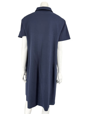 Akris 100 Years Navy Silk-Cotton Shirt Dress – Size US 14 / IT 50