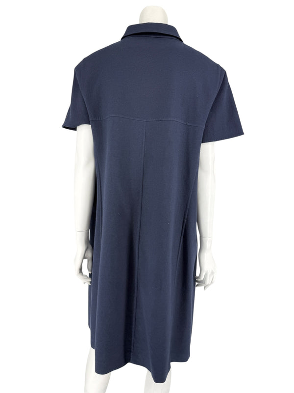 Akris 100 Years Navy Silk-Cotton Shirt Dress – Size US 14 / IT 50