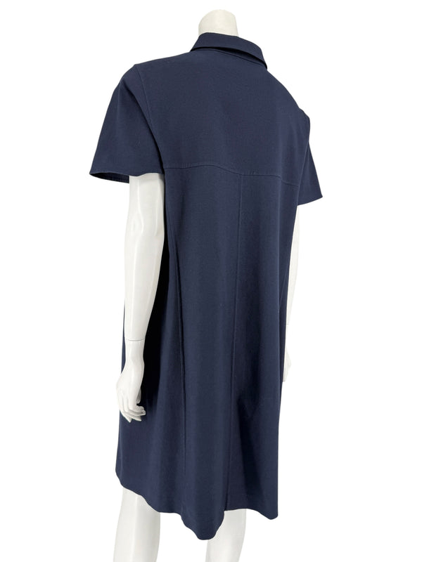 Akris 100 Years Navy Silk-Cotton Shirt Dress – Size US 14 / IT 50