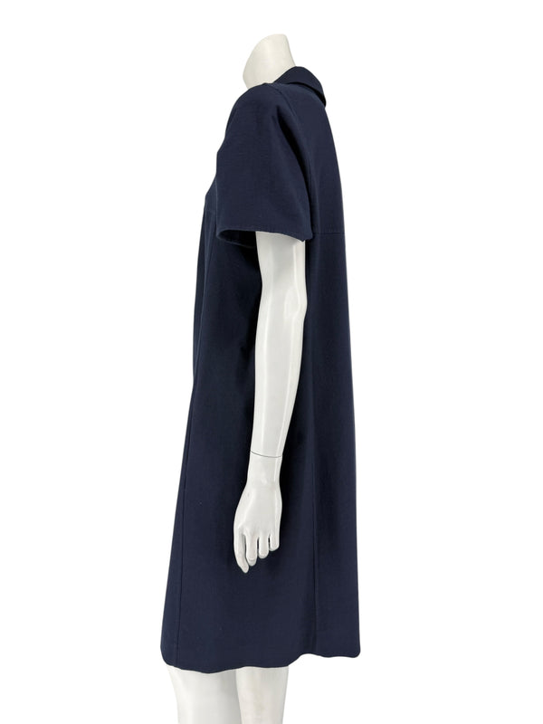 Akris 100 Years Navy Silk-Cotton Shirt Dress – Size US 14 / IT 50