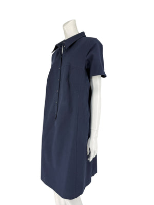 Akris 100 Years Navy Silk-Cotton Shirt Dress – Size US 14 / IT 50