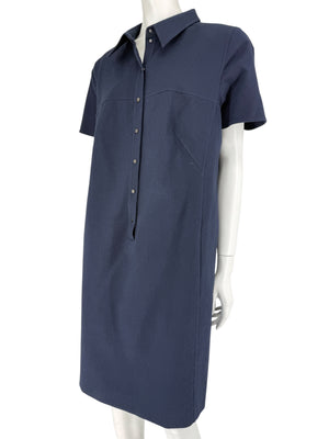 Akris 100 Years Navy Silk-Cotton Shirt Dress – Size US 14 / IT 50