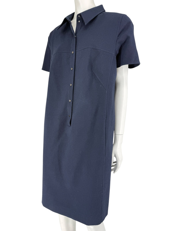 Akris 100 Years Navy Silk-Cotton Shirt Dress – Size US 14 / IT 50