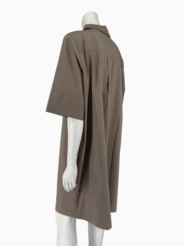 Lafayette 148 New York Taupe Shirt Dress XXL Cotton Blend Collared Pocket Shift Dress