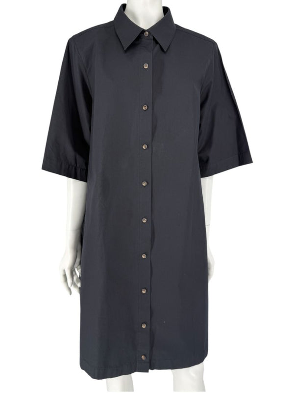Lafayette 148 New York Black Cotton Shirt Dress – Size XL