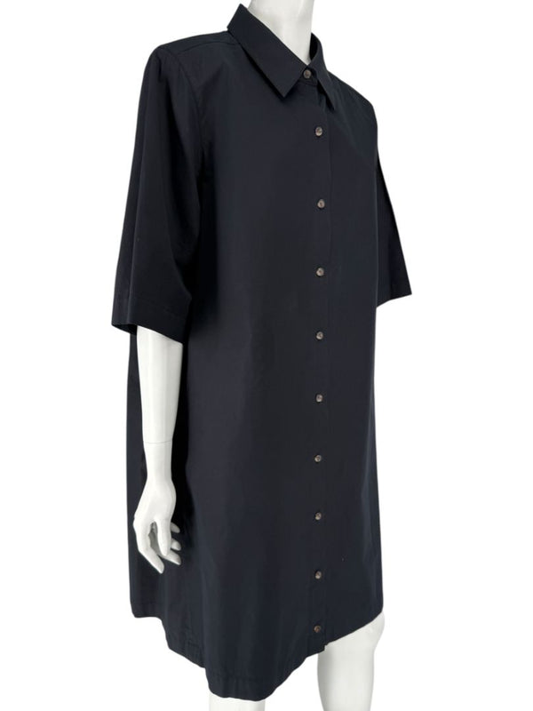 Lafayette 148 New York Black Cotton Shirt Dress – Size XL