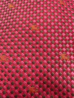 Burberry London Red Check Silk Necktie with Equestrian Motif – Excellent Pre-Owned Condition