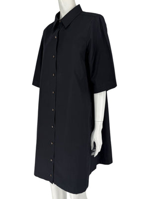 Lafayette 148 New York Black Cotton Shirt Dress – Size XL