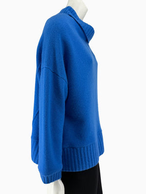 Lafayette 148 NY Blue Cashmere Mock Neck Sweater Oversized Fits XL Soft Knit