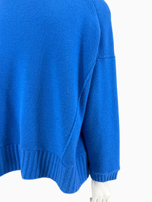 Lafayette 148 NY Blue Cashmere Mock Neck Sweater Oversized Fits XL Soft Knit