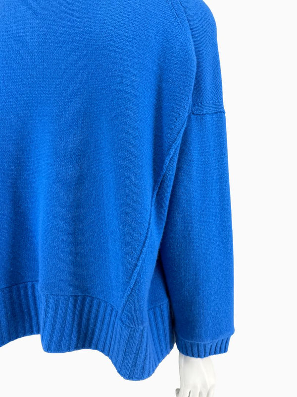 Lafayette 148 NY Blue Cashmere Mock Neck Sweater Oversized Fits XL Soft Knit