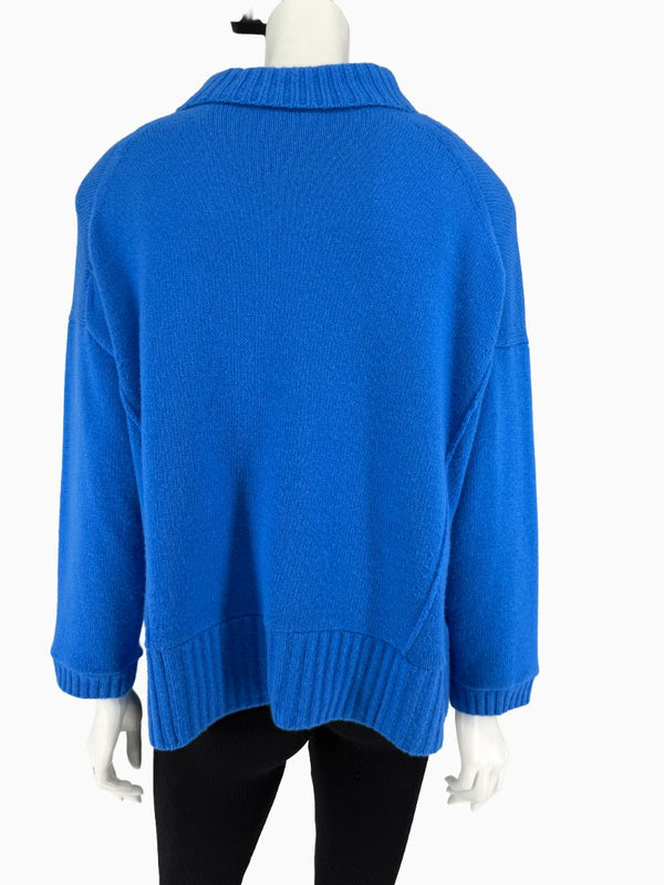 Lafayette 148 NY Blue Cashmere Mock Neck Sweater Oversized Fits XL Soft Knit