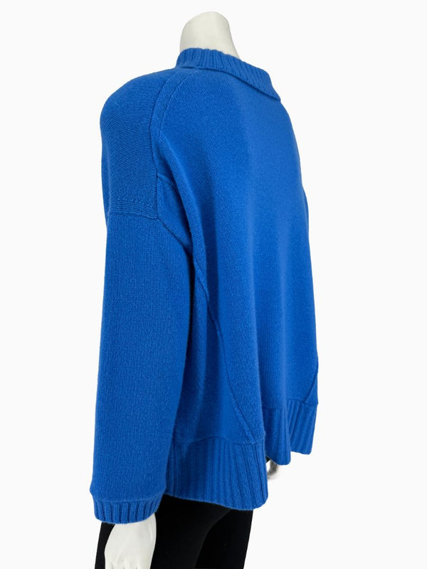 Lafayette 148 NY Blue Cashmere Mock Neck Sweater Oversized Fits XL Soft Knit