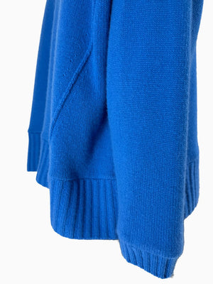 Lafayette 148 NY Blue Cashmere Mock Neck Sweater Oversized Fits XL Soft Knit