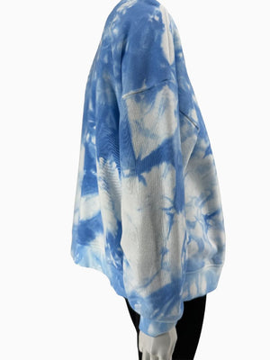 Lafayette 148 New York XL Blue White Tie Dye Sweatshirt Cotton Oversized Pullover