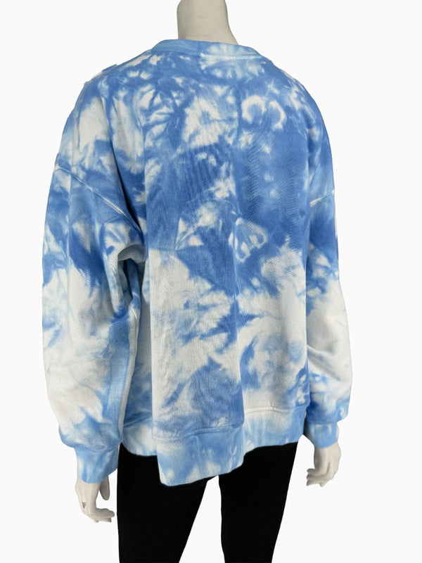 Lafayette 148 New York XL Blue White Tie Dye Sweatshirt Cotton Oversized Pullover