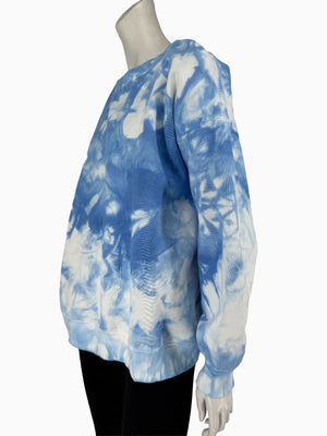 Lafayette 148 New York XL Blue White Tie Dye Sweatshirt Cotton Oversized Pullover