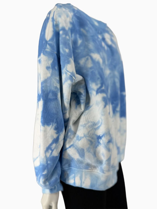 Lafayette 148 New York XL Blue White Tie Dye Sweatshirt Cotton Oversized Pullover