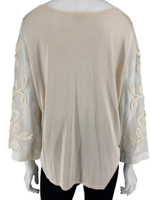 Escada Embellished Silk Sleeve Sweater – Size 46