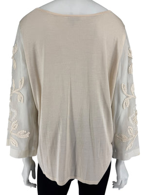 Escada Embellished Silk Sleeve Sweater – Size 46