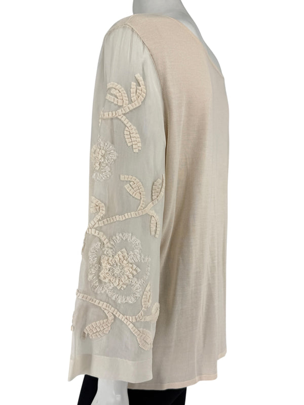Escada Embellished Silk Sleeve Sweater – Size 46